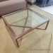 36" Square Glass Knoll Krusin Coffee Table w/ Wood Frame